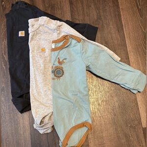 Carhartt Infant Bodysuit Trio - Black, Gray, Light Blue